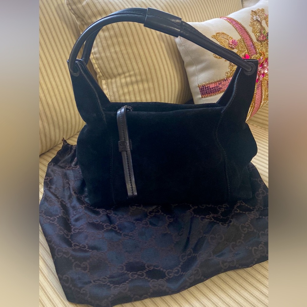 Gucci black suede small purse with dust bag